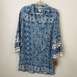 Ivy Jane Womens Boho Paisley Blouse Top 340065 Size XS Paisley Floral NEW